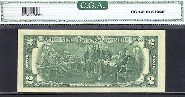 image for: Fr.1935G 1976 $2  CGA Gem CU66  [G81377662A]