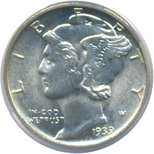 image for: 1939-D 10c PCGS MS65 FB