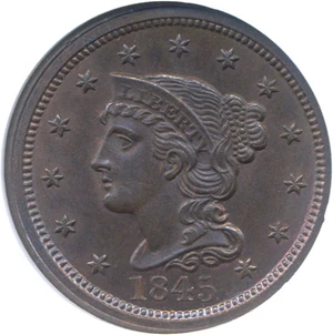 image for: 1845 1c NGC MS64 BN (N-6)