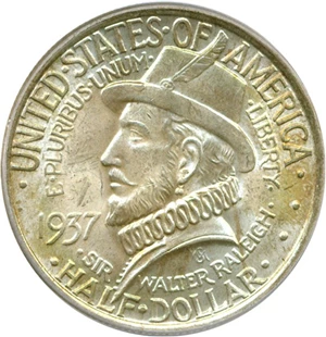 image for: 1937 50c Roanoke PCGS MS66