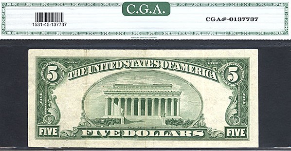 image for: Fr.1531 1928F $5  CGA XF45  [09084045A] *Star - Oxidized*