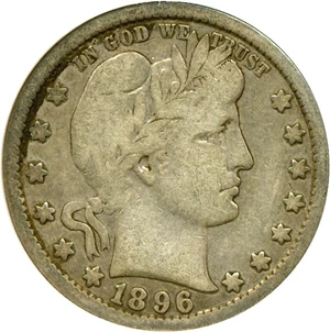 image for: 1896-S 25c DGS F12 (Environmental Damage)