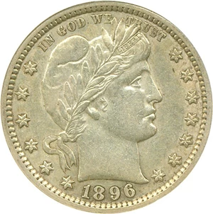 image for: 1896 25c DGS AU50 (Lightly Cleaned)