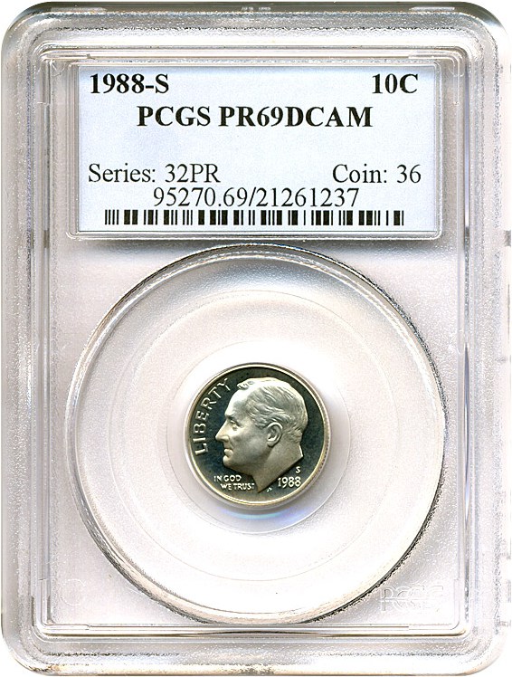 image for: 1988-S 10c  PCGS Proof 69 DCameo