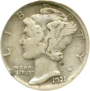 image for: 1921-D 10c DGS F12