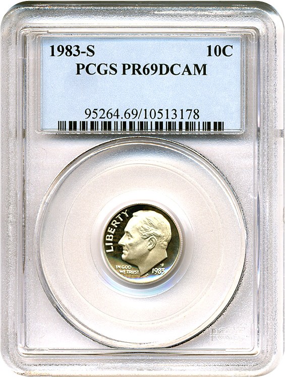 image for: 1983-S 10c  PCGS Proof 69 DCameo