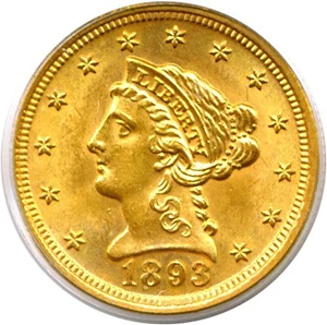 image for: 1893 $2 1/2 PCGS/CAC MS63