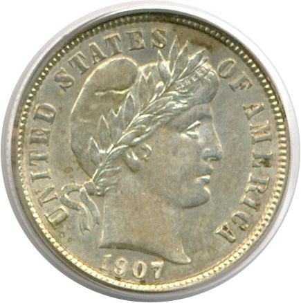 image for: 1907-S 10c  PCGS AU58