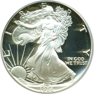 image for: 1986-S $1 Silver Eagle PCGS Proof 69 DCameo