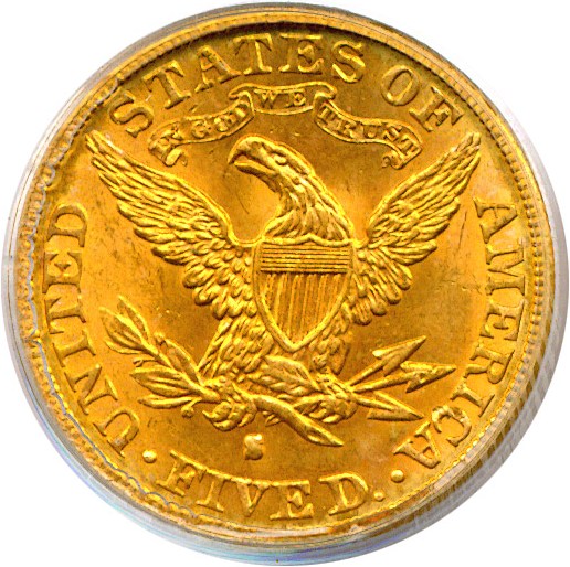 image for: 1884-S $5  PCGS MS63