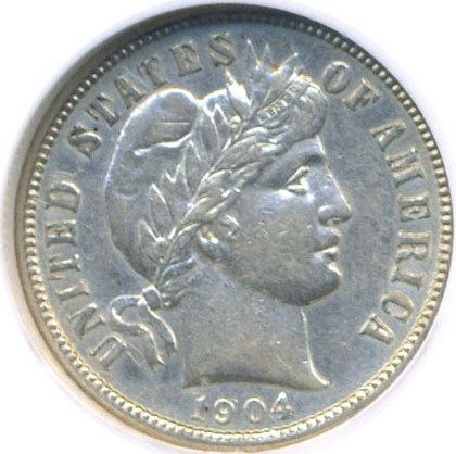 image for: 1904-S 10c  NGC AU53