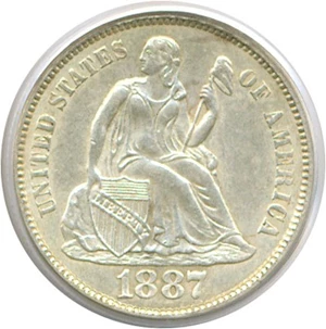 image for: 1887-S 10c PCGS AU58