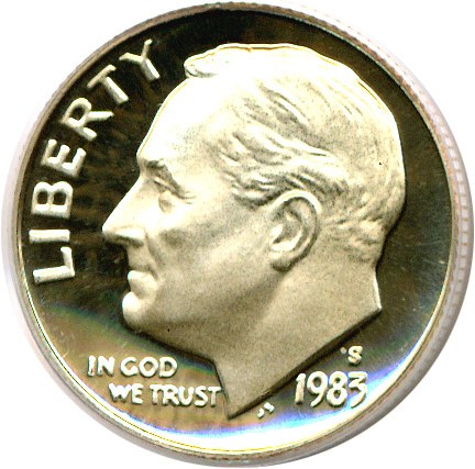 image for: 1983-S 10c  PCGS Proof 69 DCameo