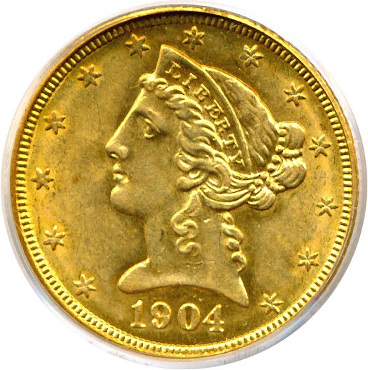 image for: 1904 $5  PCGS MS62 