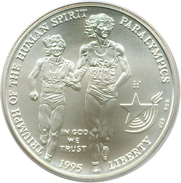 image for: 1995-D $1 Paralympic Blind Runner PCGS MS69 