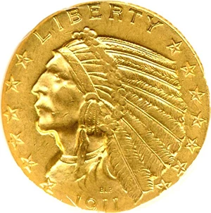image for: 1911-S $5 DGS AU55