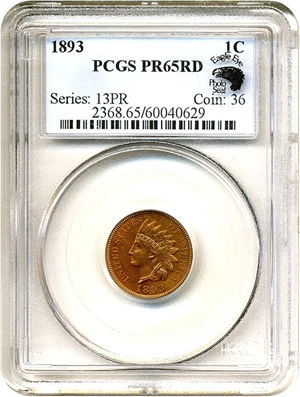 image for: 1893 1c PCGS Proof 65 RD *Eagle Eye Photo Seal*