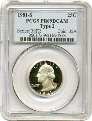 image for: 1981-S 25c Ty.2 PCGS Proof 69 DCameo
