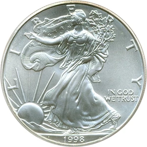 image for: 1998 $1 Silver Eagle PCGS MS69