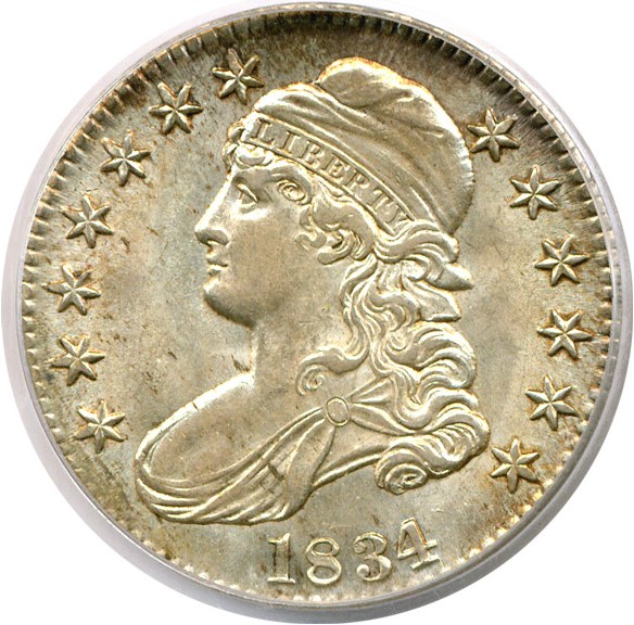 image for: 1834 50c Large Date Lg Let PCGS MS63