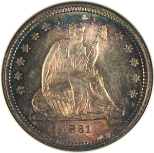 image for: 1861 25c NGC MS65 * Color *