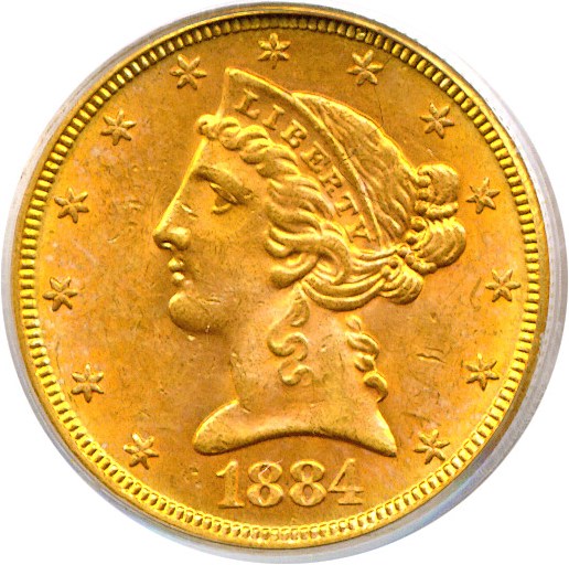 image for: 1884-S $5  PCGS MS63