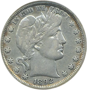 image for: 1892 50c DGS VF30 (Cleaned)