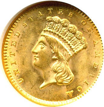 image for: 1856 G$1 Slanted 5 NGC/CAC MS63