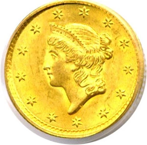 image for: 1852 G$1 PCGS/CAC MS64