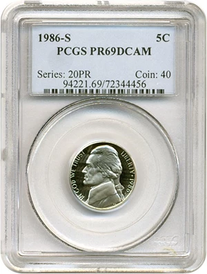 image for: 1986-S 5c PCGS Proof 69 DCameo