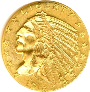image for: 1913 $5 DGS AU53 (Lightly Cleaned)