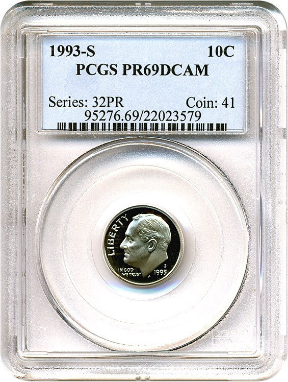 image for: 1993-S 10c  PCGS Proof 69 DCameo
