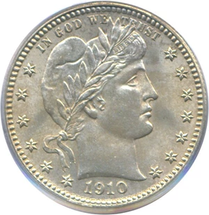 image for: 1910 25c PCGS MS64