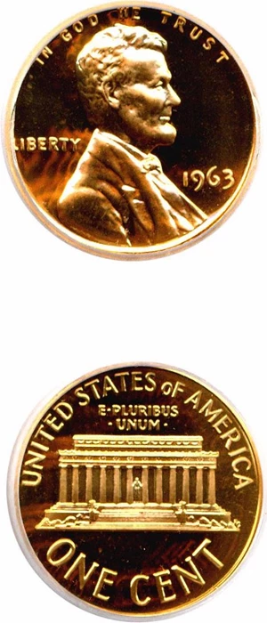 image for: 1963 1c ICG Proof 69 RD Cameo