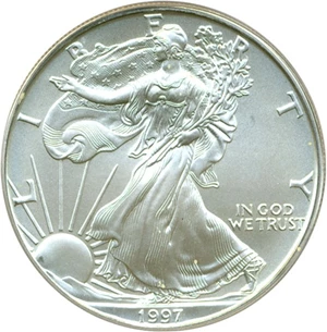 image for: 1997 $1 Silver Eagle PCGS MS69