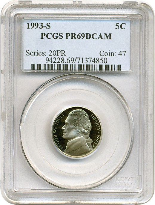 image for: 1993-S 5c  PCGS Proof 69 DCameo