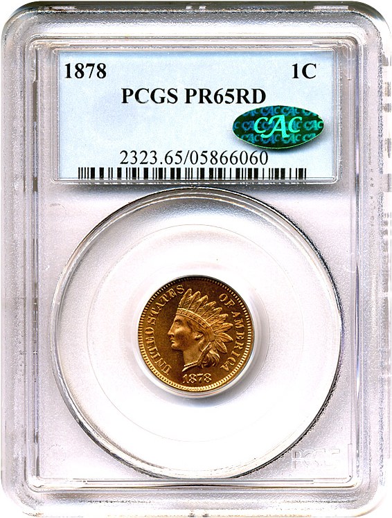 image for: 1878 1c  PCGS/CAC Proof 65 RD
