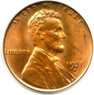 image for: 1931-D 1c PCGS MS65 RD
