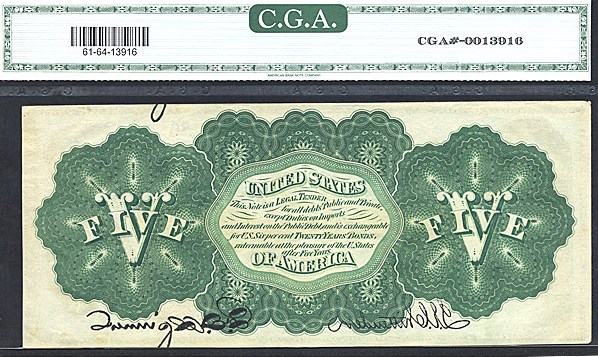 image for: Fr.61a 1862 $5  CGA Choice CU64  [86]