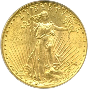 image for: 1914 $20 PCGS MS64