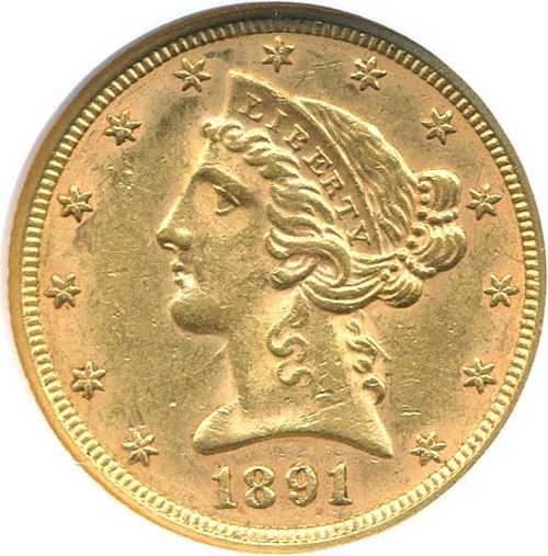 image for: 1891 $5  NGC MS61