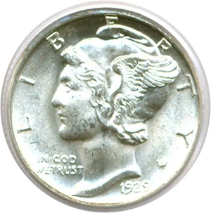 image for: 1939-D 10c PCGS MS65 FB