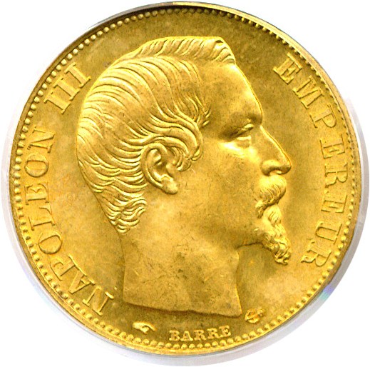 image for: France: 1857-A 20 Fr  PCGS MS65  (KM-781.1)