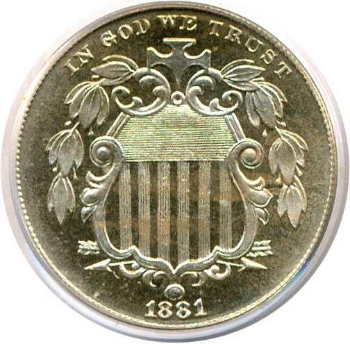 image for: 1881 5c  PCGS/CAC Proof 65 Cameo