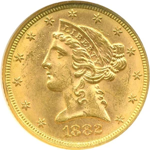image for: 1882 $5 NGC MS62