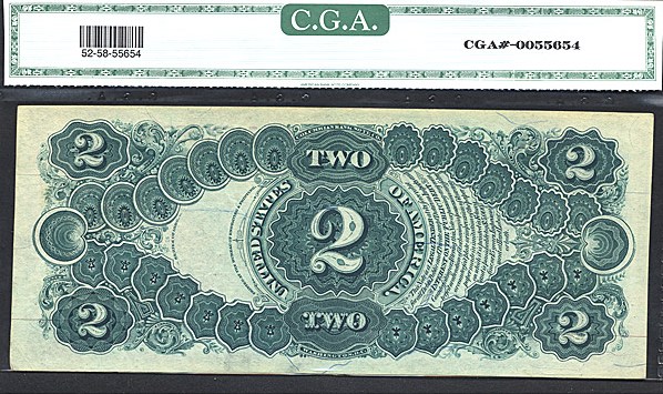 image for: Fr.52 1880 $2 Bracelet Reverse CGA AU58  [Z22803828]