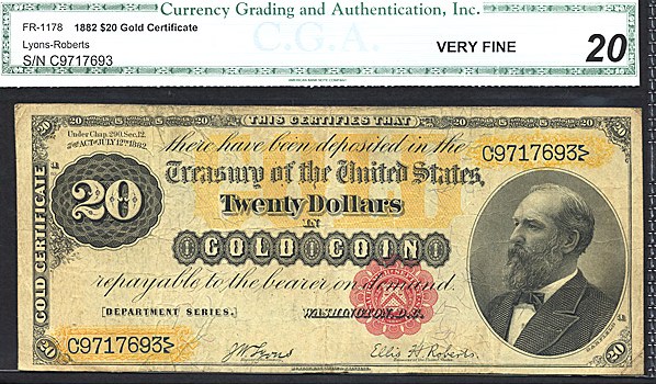 image for: Fr.1178 1882 $20  CGA VF20  [C9717693]