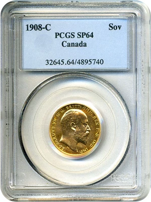 image for: Canada: 1908-C Sov PCGS Specimen 64