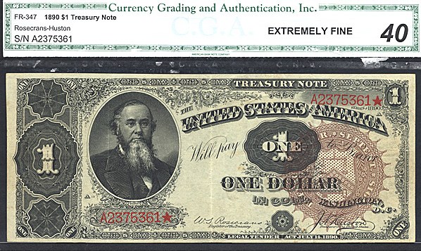 image for: Fr.347 1890 $1  CGA XF40  [A2375361]