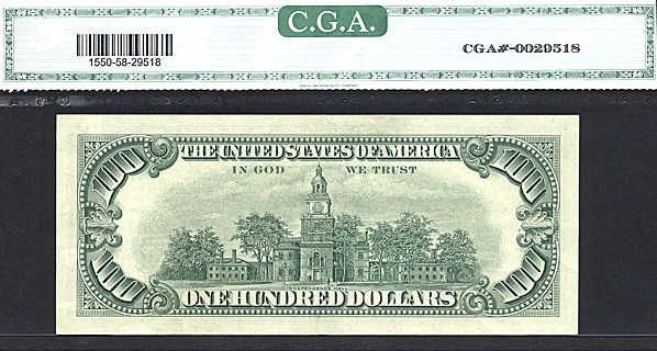 image for: Fr.1550 1966 $100 Red Seal CGA AU58  [A00201280A]